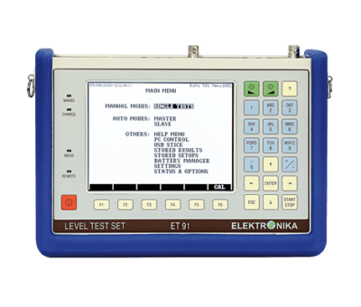 Les équipements ET91 et ET92 sont des testeurs de liaisons analogiques basses fréquences. Ils permettent de dérouler un grand nombre de tests (Perte, Return Loss, Bruit, LCL…) soit en mode unitaire soit en mode Maître-Esclave.