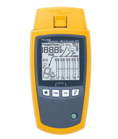 Test de vérification simplifié Le MicroScanner2 Cable Verifier est un changement révolutionnaire dans le test des câbles de voix, de données, et de vidéo. Il commence par prendre des résultats à partir de ce qui était quatre modes d'essai différents et les déploie d'un seul trait : schéma de câblage graphique, longueurs de paires, distance à la défaillance, identification de câble et dispositif à distance. De plus, ses ports de tests RJ11, RJ45 et coaxial intégrés prend en charge pratiquement tout type de test de câble basse-tension sans avoir à se servir d'adaptateurs peu commodes. Le résultat est un temps d'essai réduit et moins d'erreurs faites par les techniciens. Cela donne des installations de haute qualité plus efficaces que jamais. Éliminer les problèmes de service rapidement Les techniciens de communication d'aujourd'hui ont beaucoup plus de problèmes à résoudre que seul le câblage. Ils doivent éliminer un grand nombre de problèmes potentiels venant des câbles et des services avant de pouvoir déterminer la cause d'un problème de connexion. Le téléphone est-il sous tension ? Quelle est la polarité ? Y a-t-il un commutateur Ethernet à l'extrémité ? Le PoE est-il disponible ? MicroScanner2 reconnaît ceci, donnant aux techniciens de hautes capacités de passage en revue pour vérifier les services de voix, de données et de vidéo les plus communes d'aujourd'hui. Cela signifie un dépannage plus rapide et plus complet.