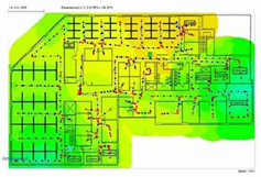 Carte thermique de la force du signal générée avec AirMagnet® Survey Pro de NetAlly