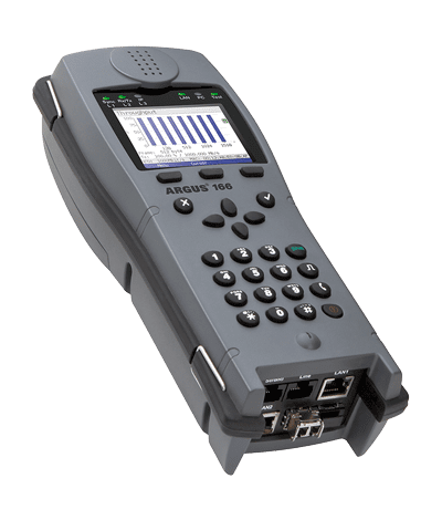 L'Argus 166 est un testeur multi-accès (xDSL, RNIS, VoIP IP-TV). ainsi que 2x Ethernet 10/100/1000 Base-T- 2x 100/1000 Base-FX. et Test RFC2544, Test Throughput et BER IP.