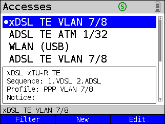 Grâce au mode de détection automatique xDSL Auto.des Argus, le testeur va détecter automatiquement la technologie ADSL ou VDSL. Particuliérement pratique lorsque l‘interface est inconnue.