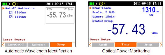 Capture d'écran OLT55 - Mesureur d’atténuation optique Bi-Directionnelle