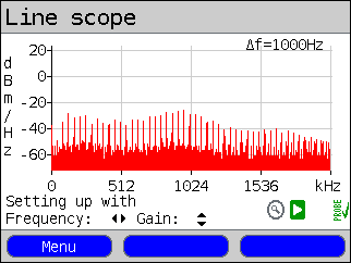 Lorsque l’on passe la sonde haute impédance en mode actif celle-ci va annuler la composante continue VDSL et l’on voit alors apparaitre un perturbateur de ligne !