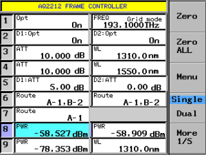 capture écran AQ2212 - résultats de mesures