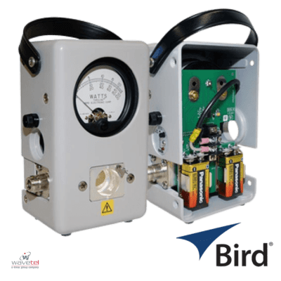 Wattmètre RF portable, Bird Model 43, wattmètre directionnel RF, mesure puissance RF, puissance réfléchie RF, wattmètre 50 Ohms, instruments Bird Technologies, maintenance RF, éléments interchangeables RF, mesure CW coaxiale, wattmètre professionnel RF, connecteurs QC RF, système de test RF.